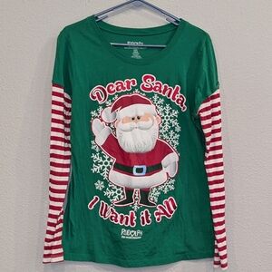 Santa Graphic Long Sleeve T-shirt Size XL